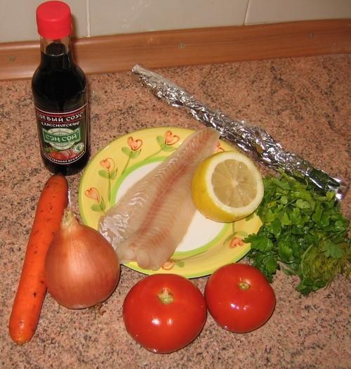 Продукты для рыбы, запеченной в фольге с овощами